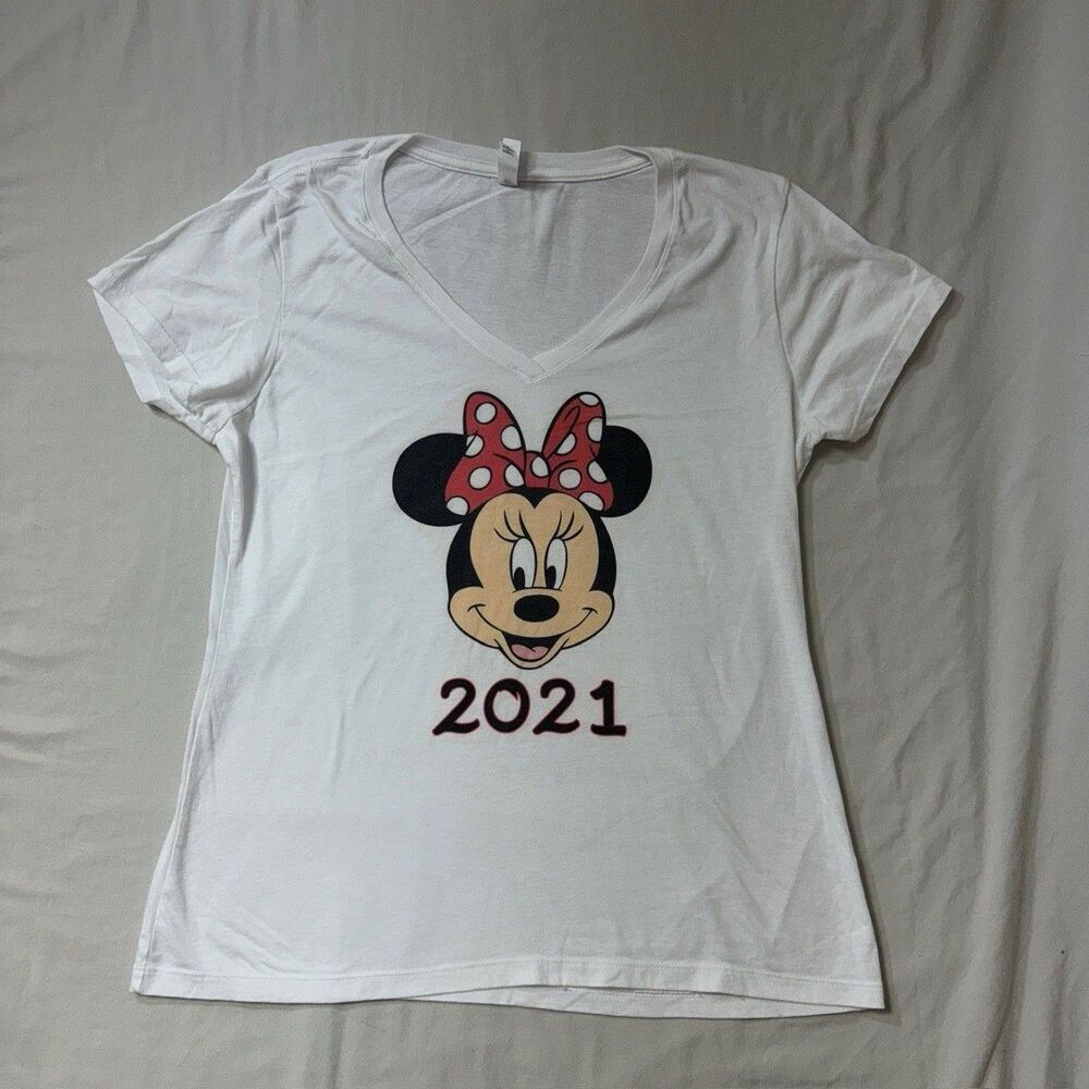 Disney Minnie Mouse Tshirt Womens XXL White 2021 Summer Vacation Trip Top Blouse